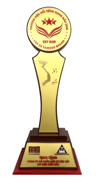 CUP CHỨNG NHẬN TOP 20 THƯƠNG HIỆU NỔI TIẾNG